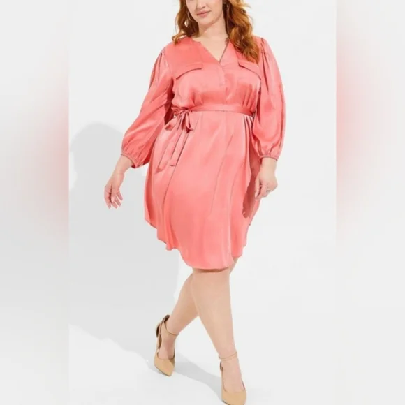 Large / 12 TORRID Studio Dress Midi, Belted - Picture 3 of 9